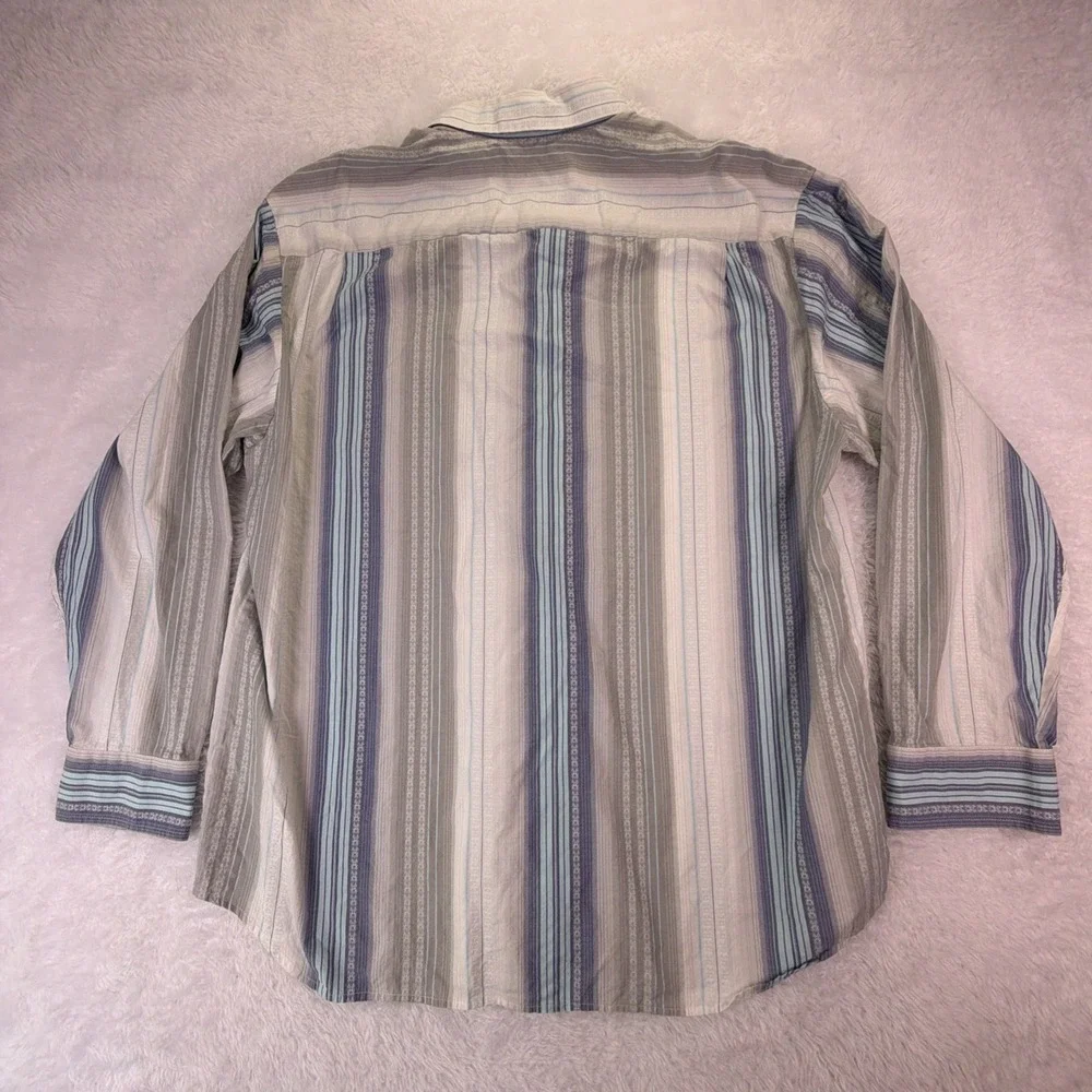 VTG Tommy Bahama‎ Cotton & Silk Long Sleeve Stripe ButtonUp Mens 2XLT Tall